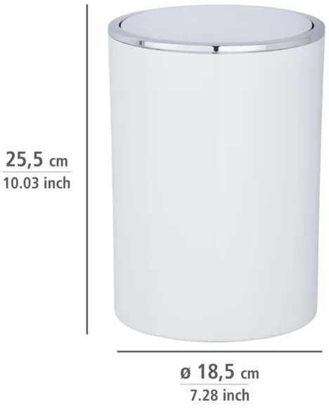 WENKO 22554100 - Cestino INCA 18,5x25,5 cm bianco/cromo lucido