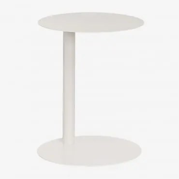 Tavolino Da Giardino Rotondo Ø40 Cm In Acciaio Yannik Gardenia Bianco - Sklum