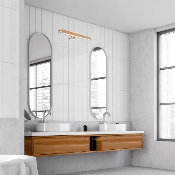 Brilagi-Illuminazione a LED per specchi da bagno WOODY MIRROR LED/12W/230V IP44 quercia/cromo