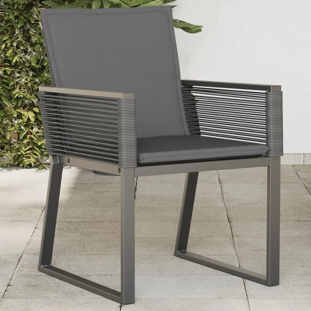 Sedie da giardino con cuscini 4 pz nere in polyrattan