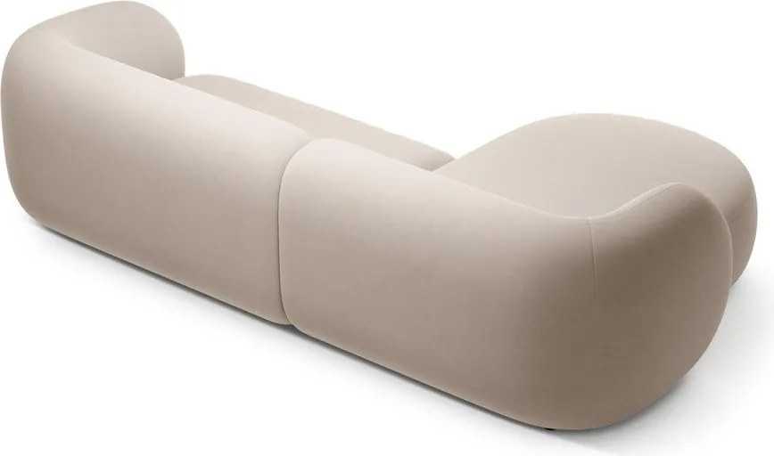 Divano angolare beige (con penisola a sinistra/con chaise lounge) con rivestimento in velluto Kate – Micadoni