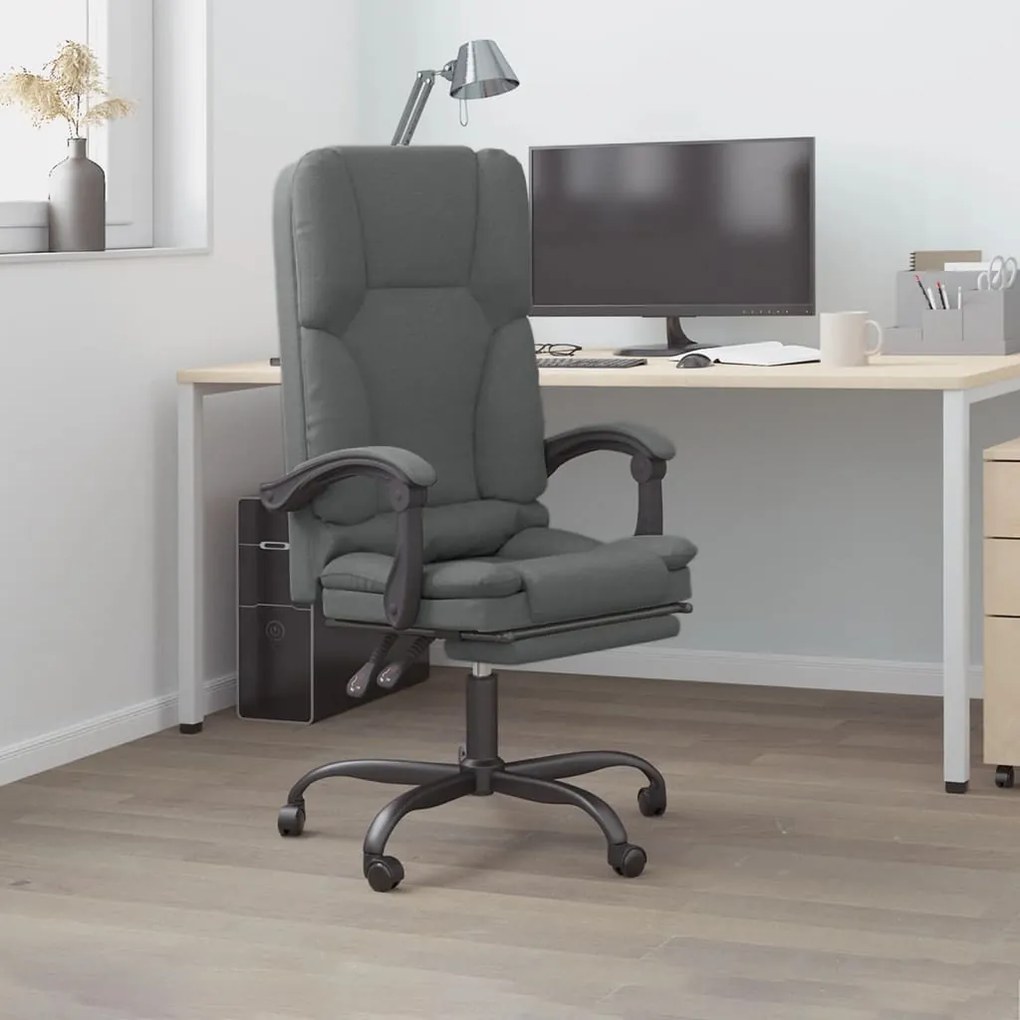 Sedia Da Ufficio Massaggio Reclinabile Grigio Scuro İn Tessuto /