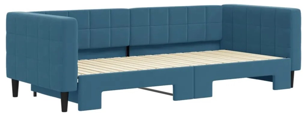 Divano letto con letto estraibile blu 90x200 cm in velluto