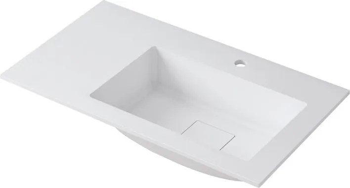 Lavabo a incasso rettangolare vasca a destra L 80.5 x H 15 x P 46 cm in resina bianco lucido