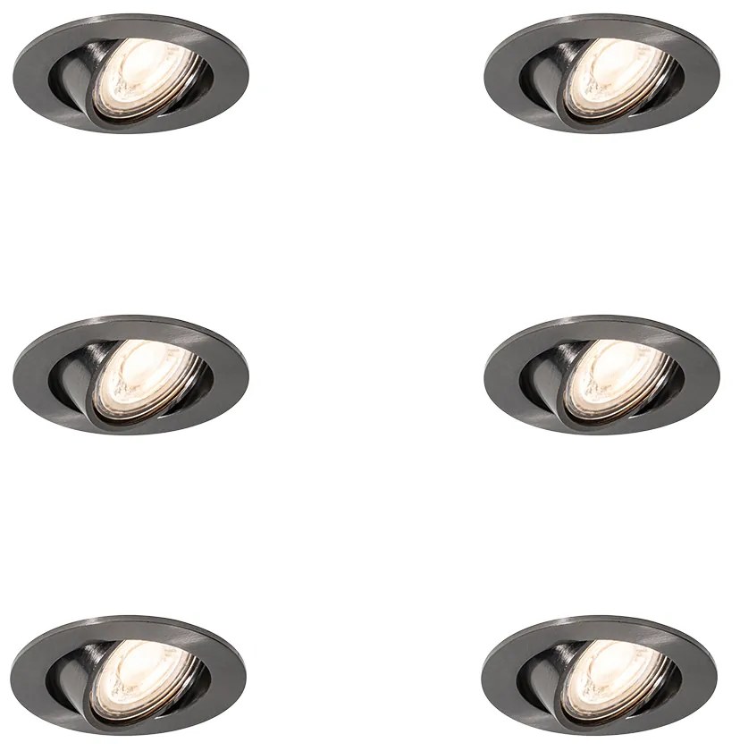 Set di 6 faretti da incasso moderni color canna di fucile GU10 50mm rotondi orientabili - Cisco