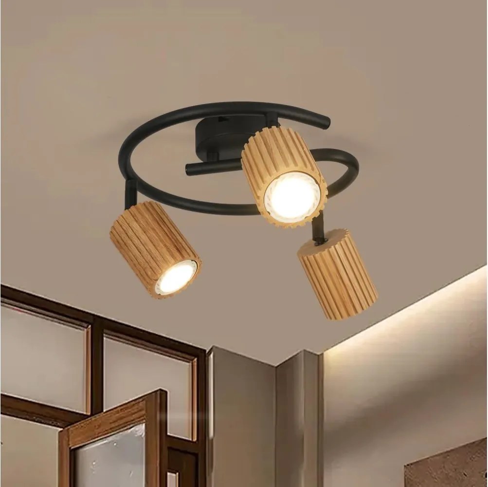 Brilagi - Faretto MODERN WOOD 3xGU10/8W/230V legno/nero