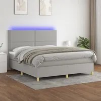 Letto a Molle Materasso e LED Grigio Chiaro 180x200 cm Tessuto 3135373