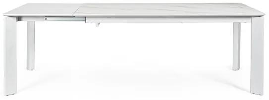 Tavolo Da Interno Allungabile 90x160-220 In Acciaio Piano In Ceramica Bianco-Grigio Briva Bizzotto