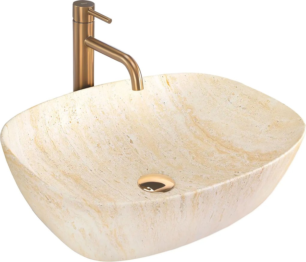 Lavabo da appoggio Rea Freja Travertine Matt