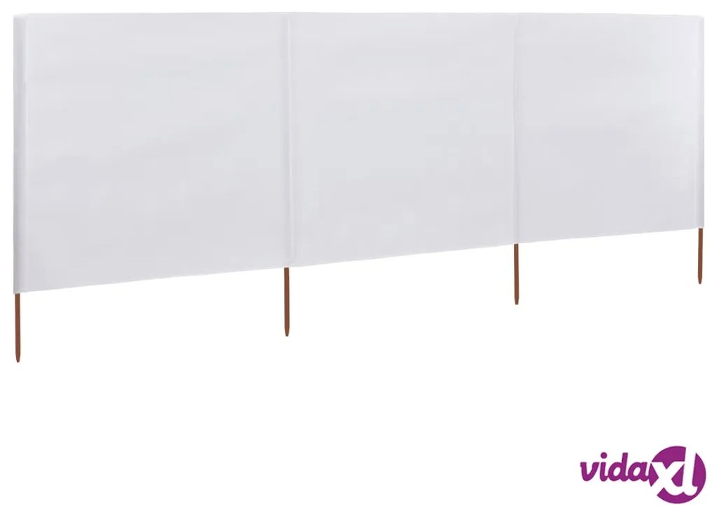 vidaXL Paravento a 3 Pannelli in Tessuto 400x120cm Bianco