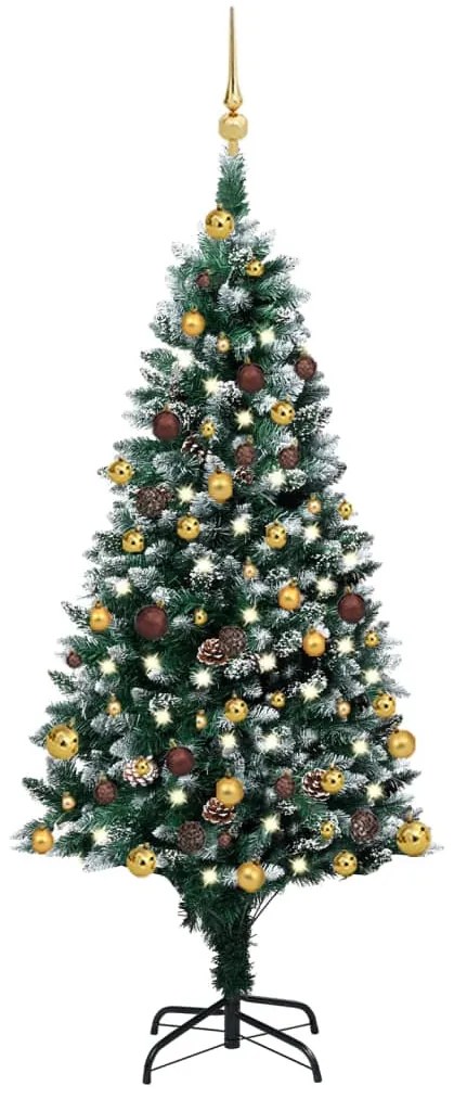 Albero di Natale Preilluminato con Palline e Pigne, Albero di Natale Preilluminato con Palline e Pigne 150 cm VI