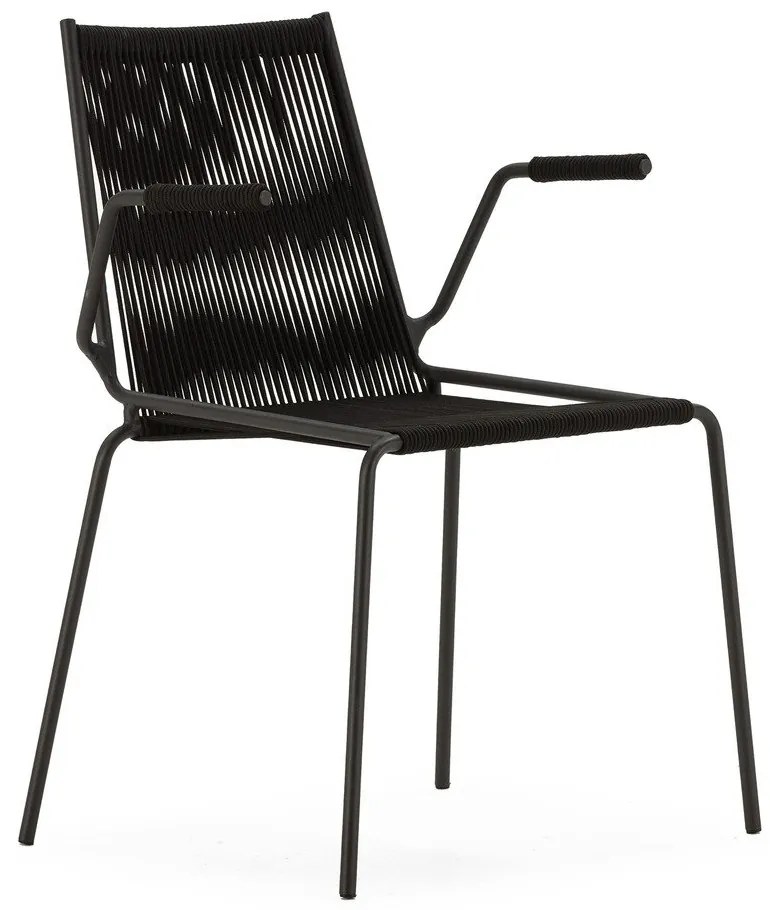 Sedie da pranzo in set nere in metallo con braccioli/impilabili 2 pz Emily – Marckeric