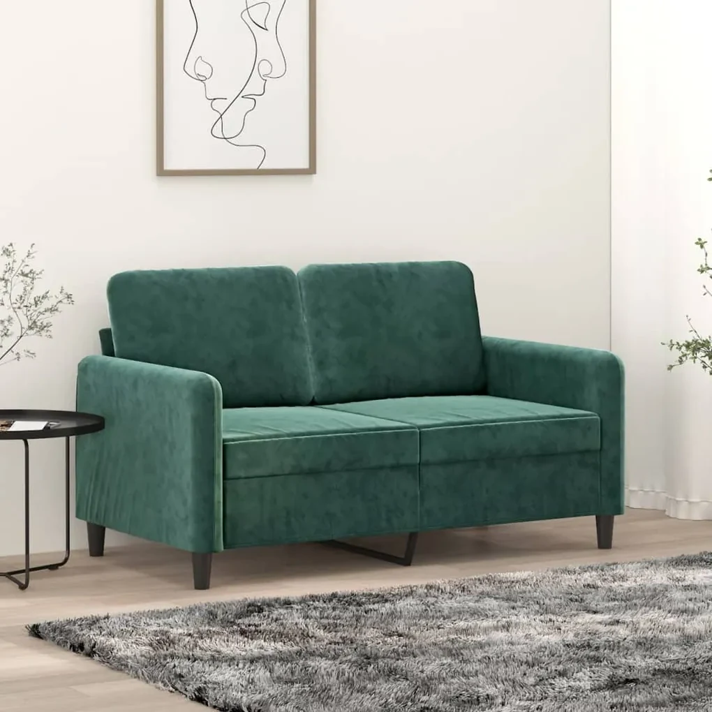 Divano a 2 posti verde scuro 120 cm in velluto