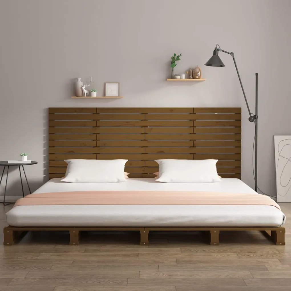 Testiera da parete miele 156x3x91,5cm in legno massello di pino