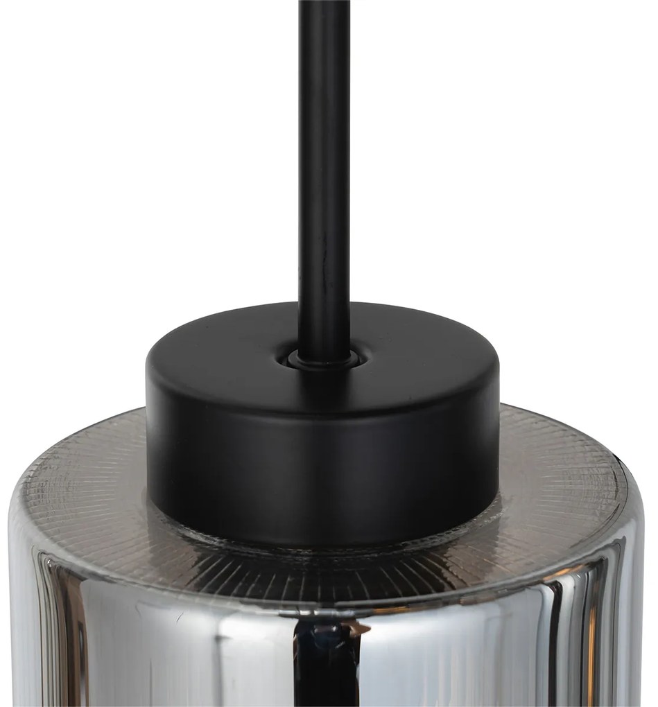 Lampadario Art Déco nero con vetro fumé a 7 luci - Laura