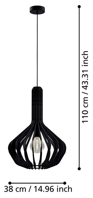 Lampadario Industrial Velasco 1 Luce Acciaio Nero Diffusore Nero