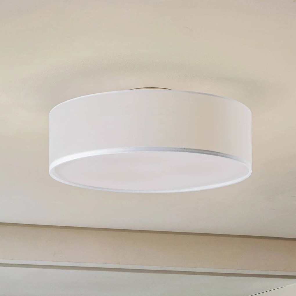 Plafoniera soffitto Sebatin Lindby, dimmerabile, Bianco / Opale, Camera da letto, Tessuto / Stoffa / Seta, Moderno, Plafoniera