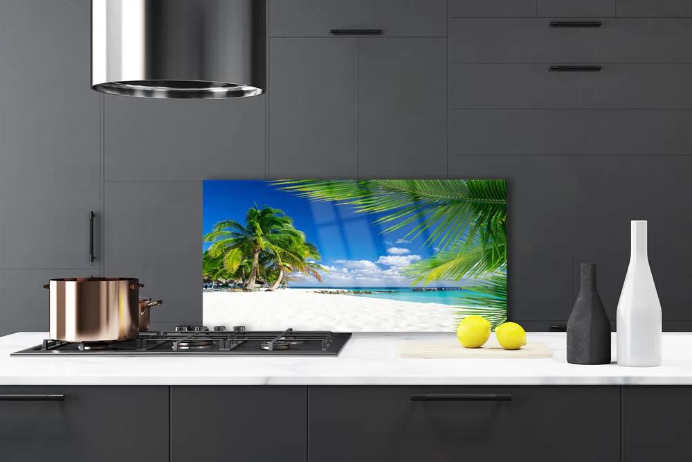 Rivestimento parete cucina Spiaggia tropicale con vista sul mare 100x50 cm