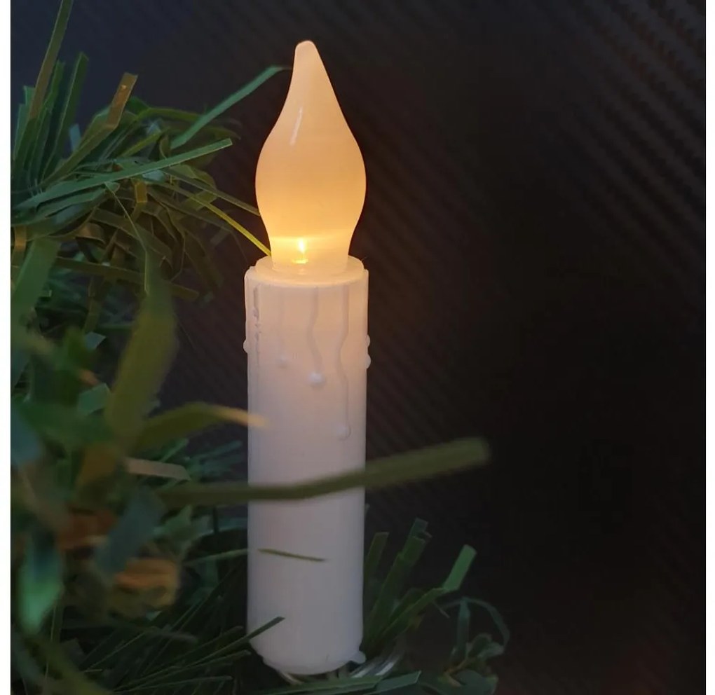Catena decorativa natalizia a LED 10 LED, alimentazione 2x AA, 1,65 m, luce calda, a forma di candela