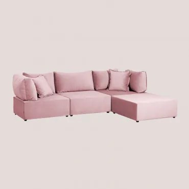 Divano componibile in 3 pezzi con 2 poltrone angolari e puff in - Sklum