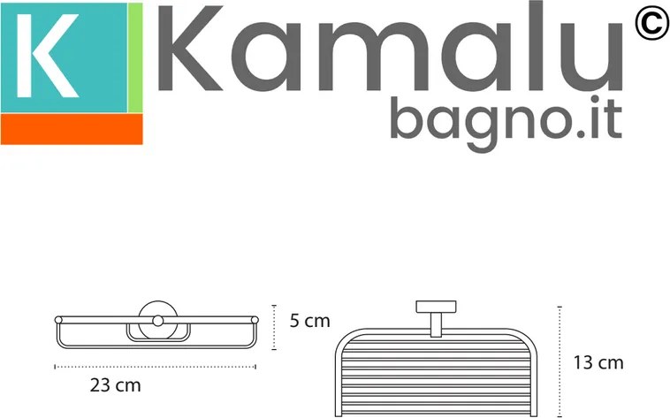 Kamalu - Portaoggetti doccia griglia 23cm in acciaio inox finitura nera opaca | MONDE-N
