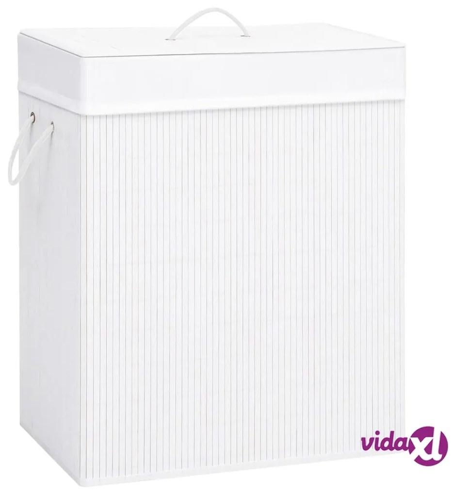 vidaXL Cesto Portabiancheria in Bambù a Sezione Singola Bianco 83 L