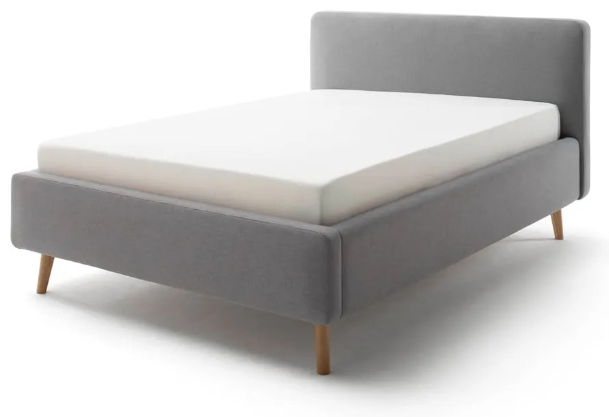 Letto matrimoniale imbottito grigio con contenitore con rete inclusa 140x200 cm Mattis – Meise Möbel