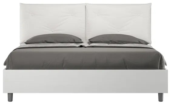 Letto matrimoniale contenitore 160x190 bianco frassino cuscini similpelle bianco Egos Appia