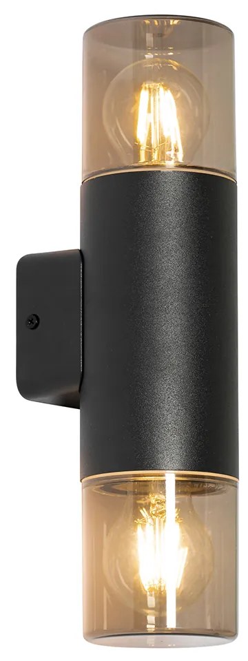 Lampada da parete esterna moderna nera 2 luci IP44 - Odense