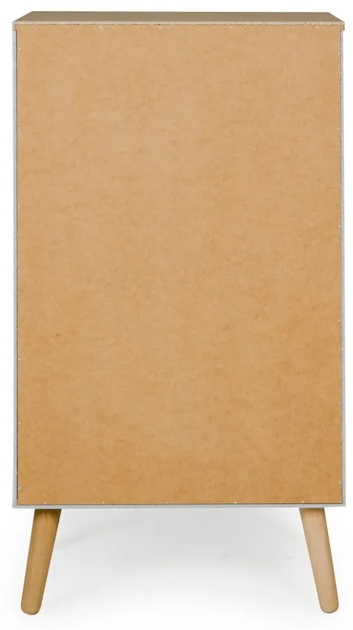Cassettiera bianca con gambe in rovere e 4 cassetti , larghezza 55 cm Dot - Tenzo