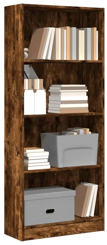 Libreria Rovere Fumo 60x24x143 Cm İn Legno Multistrato /