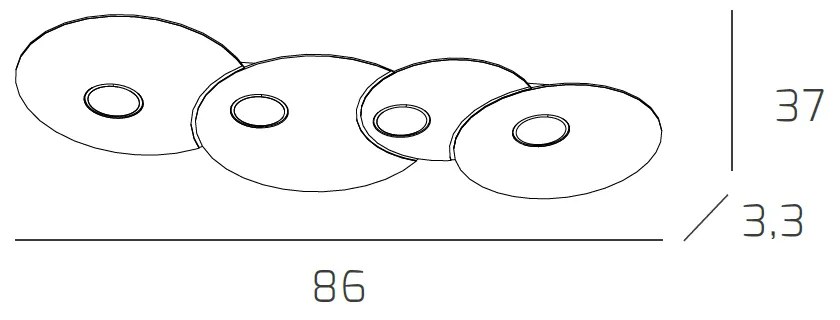 Plafoniera Moderna Rettangolare Cloud Metallo Sabbia 4 Luci Gx53