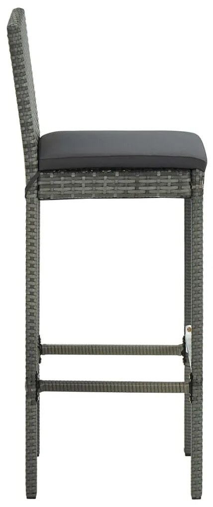 Sgabelli da bar con cuscini 6 pz in polyrattan grigio