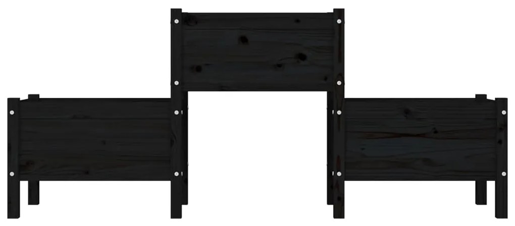 Fioriera Nera 178,5x44x75 cm in Legno Massello di Pino