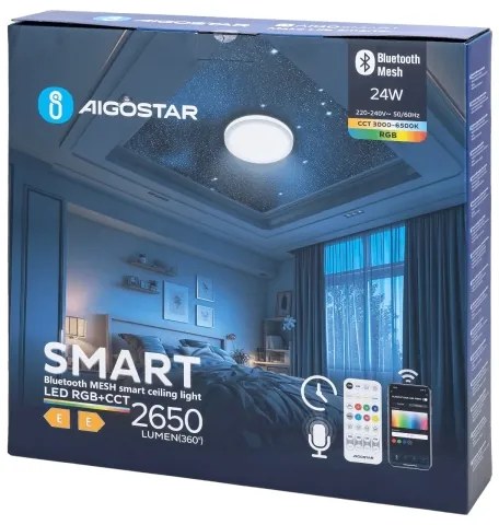 Aigostar LED RGBW plafoniera bagno 24W 230V IP44 con telecomando