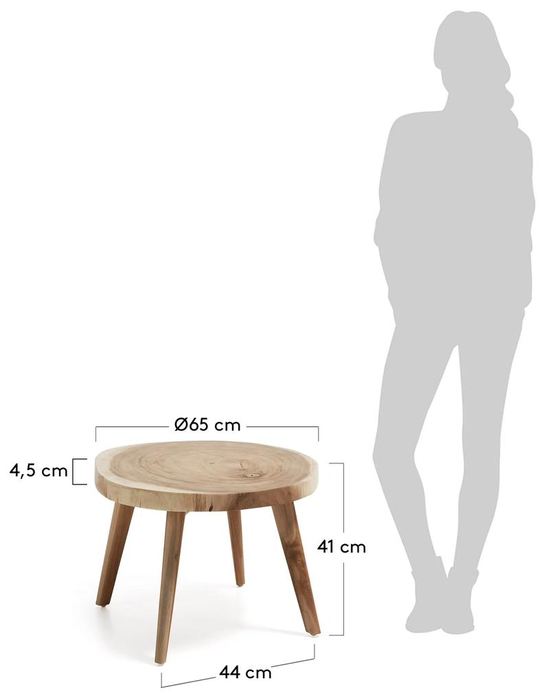 Kave Home - Tavolino Wellcres in legno massello di mungur Ã˜ 65 cm