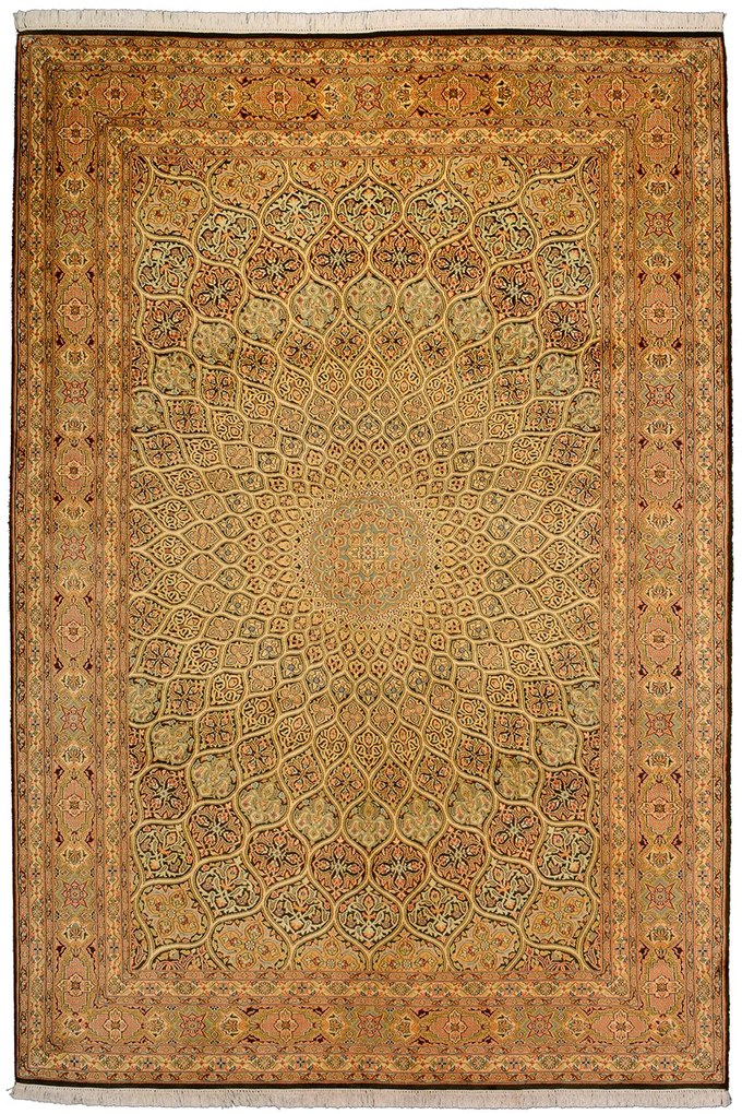 Cashmere Silk Tappeto 270 x 190 Beige (Indian) Annodato A Mano