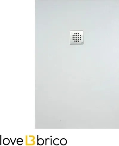 Piatto doccia in mineralmarmo 80x100 cm bianco effetto pietra con griglia e piletta sifonata