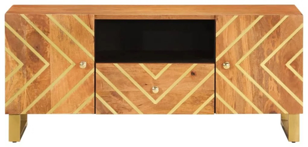 Mobile porta tv marrone e nero 105x33,5x46 cm in legno di mango