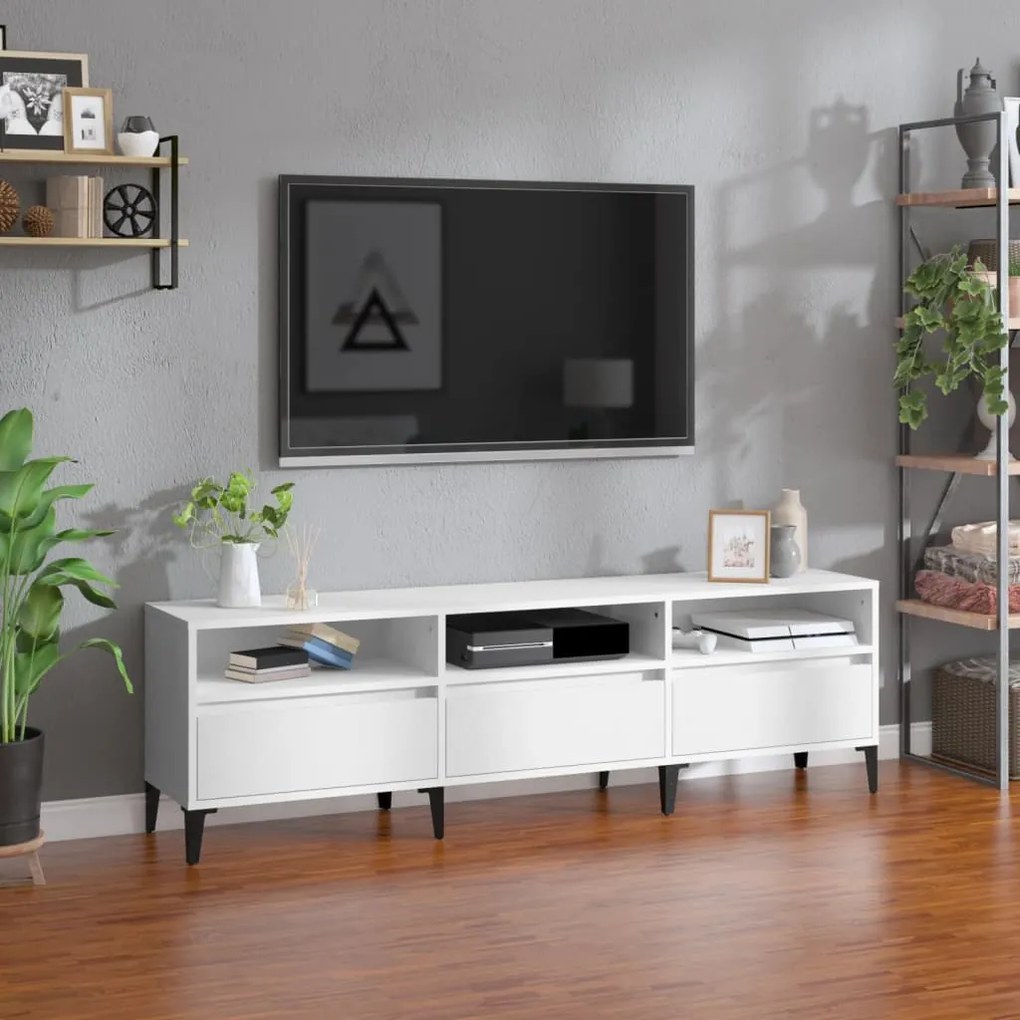 Mobile Porta Tv Bianco 150x30x44,5 Cm İn Legno Multistrato /