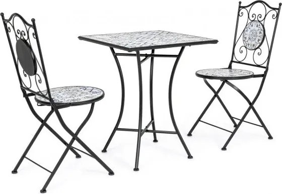Set Tavolino e 2 Sedie Pieghevoli da Giardino Erice in Acciaio...