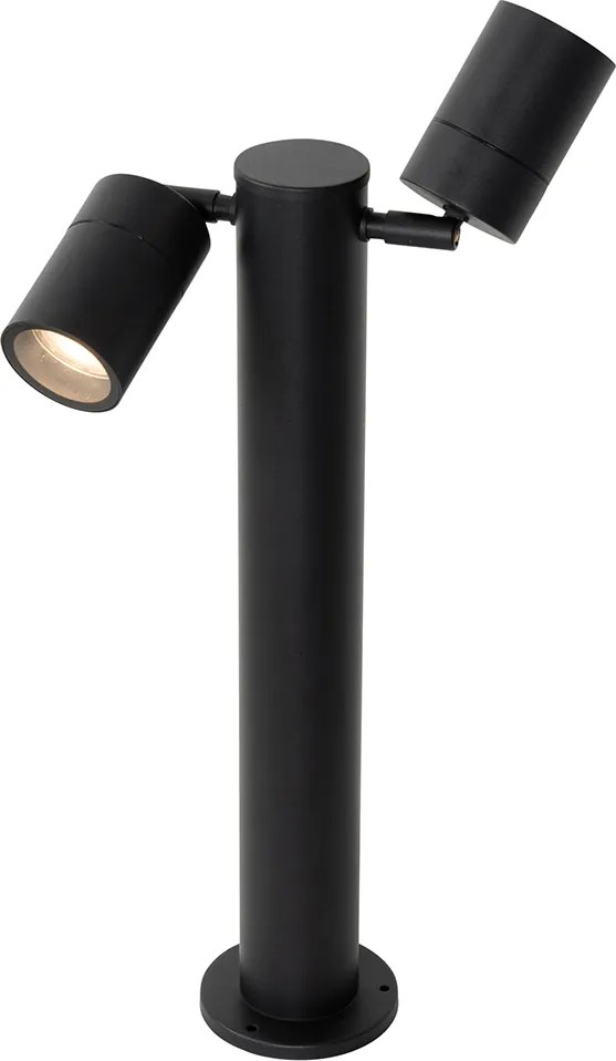 Lampada da esterno nera con picchetto da terra e pressacavo 45cm 2 luci IP44 - Duo