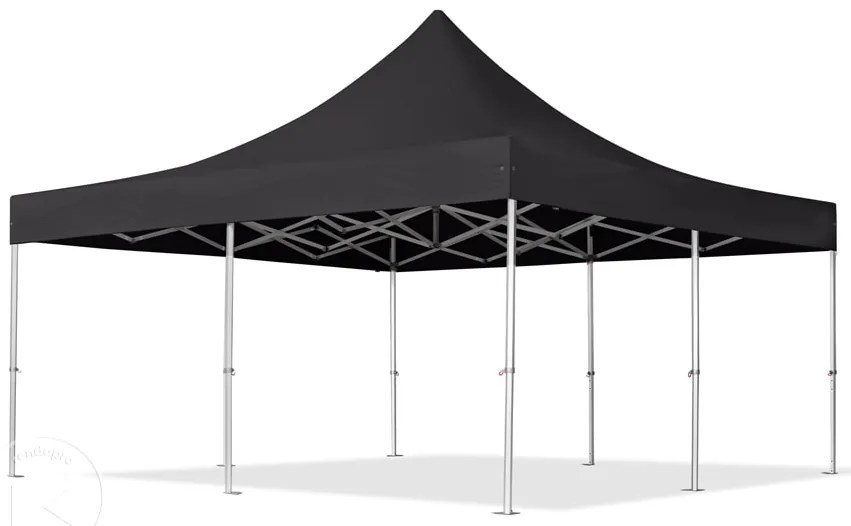 TOOLPORT 5x5m gazebo pieghevole PVC con laterali (finestre panoramiche), PROFESSIONAL alluminio, nero - (59060)