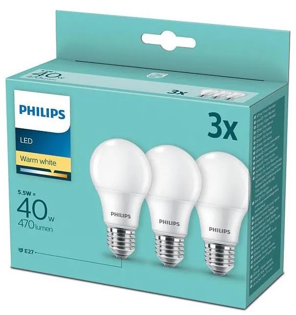 SED 3x Lampadina LED Philips E27/5,5W/230V 2700K