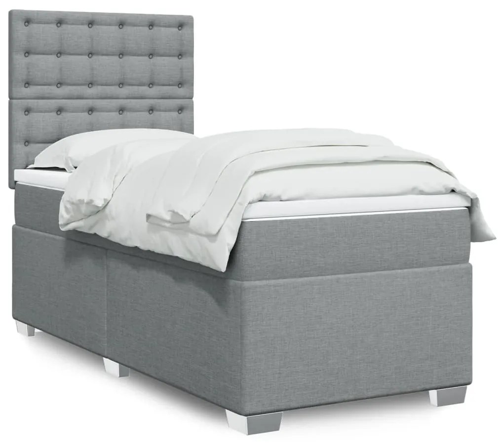 Giroletto A Molle Con Materasso Grigio Chiaro 90x190 Cm Tessuto /