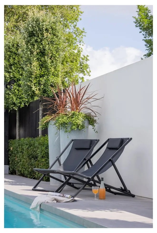 Sedia a sdraio da giardino pieghevole in metallo nero Esper - Exotan