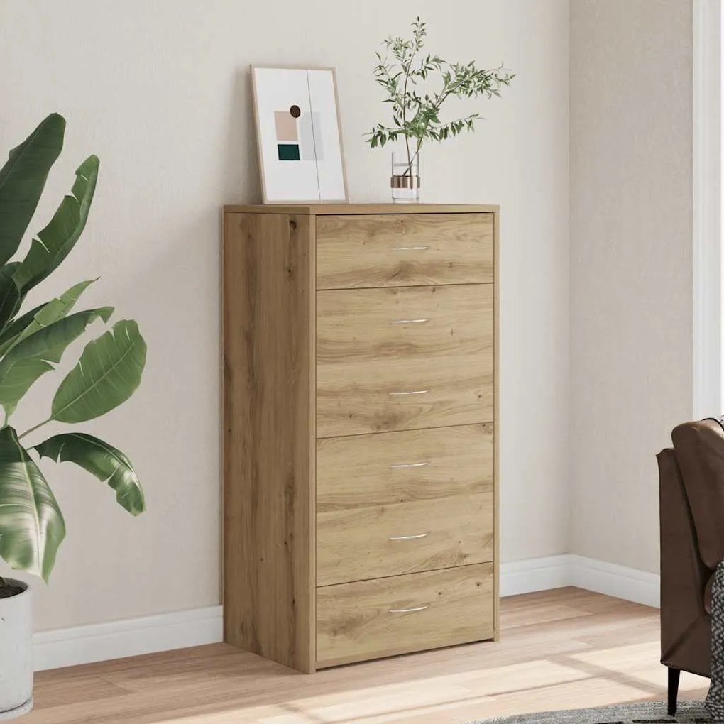 Credenza 6 Cassetti Rovere Artigianale 50x34x96cm Truciolato /