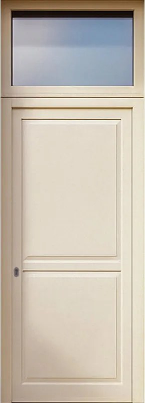 Portoncino d'ingresso Bugnale 22 L 80 x H 210 cm con vetro in alluminio bianco/noce, apertura spingere a destra