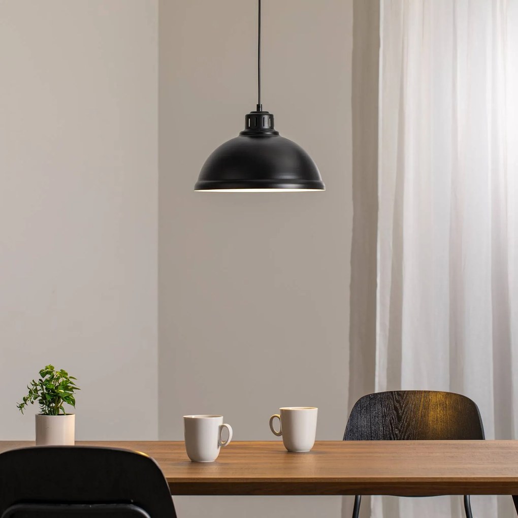 Luminex Lampada a sospensione grande Sven, a 1 luce, nero, acciaio, E27