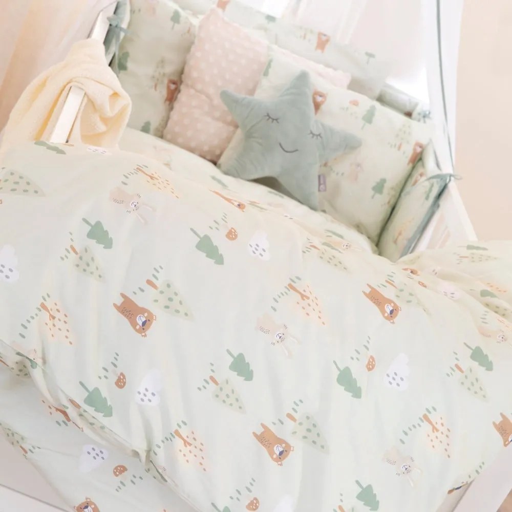Set copripiumino e federa da bambini verde chiaro in cotone per culla 100x135 cm Woodland Buddies – Roba